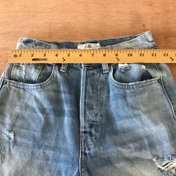 Cello Jean Women 00/23 Blue High Rise Distressed Destroyed Button Fly Preppy - Picture 7 of 14